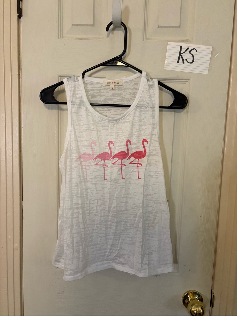 White Buddy basics Flamingo Graphic Tank Top